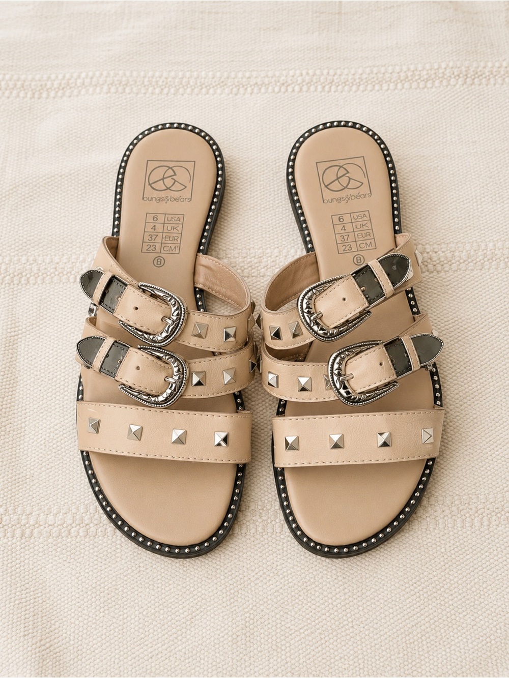 Everglades Studded Slide Sandals Tan Western Boho Festival Size 9